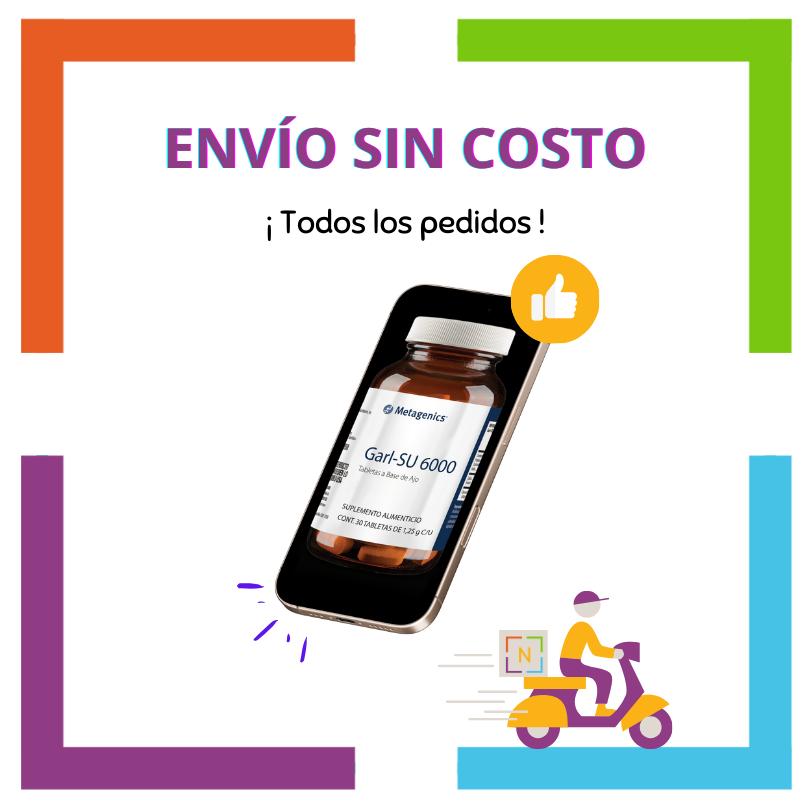 ¿Dónde comprar Metagenics Garl-SU 6000? Adquiérelo en Nutriboutique sin costo de envío en todos los pedidos. En la imagen se ve un vehículo de reparto a domicilio con logotipo Nutriboutique.