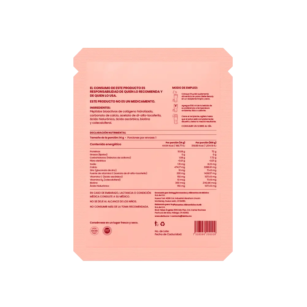 Siette Beauty Péptidos Bioactivos de Colágeno Hidrolizado 28 sachets