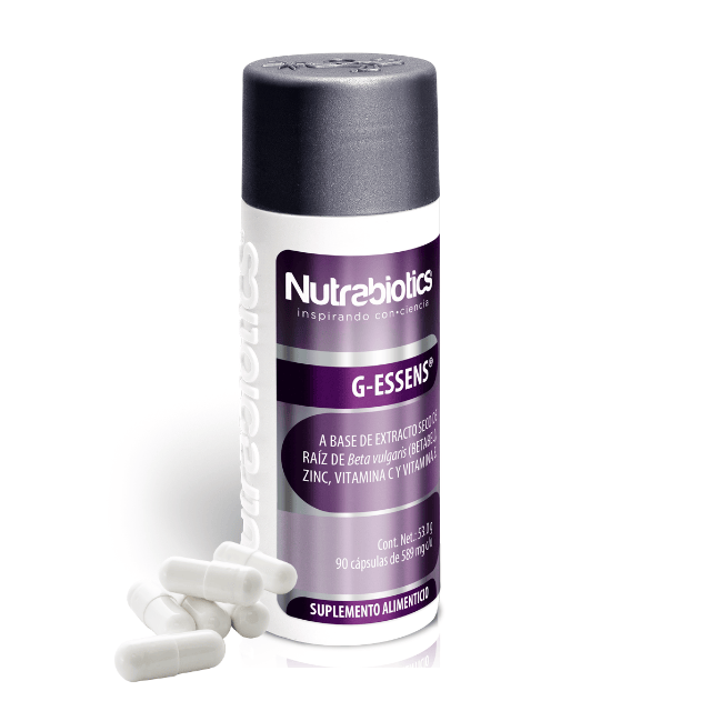 Frasco G-ESSENS Nutrabiotics 90 cápsulas con betaína HCl, extracto de betabel y zinc para digestión